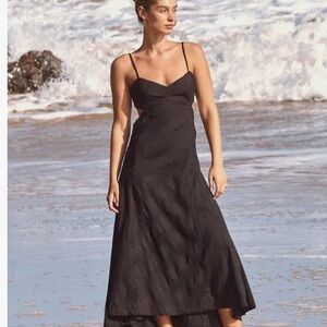 Free People Inma Cutouts Sweetheart Neck Open Back Midi Dress medium